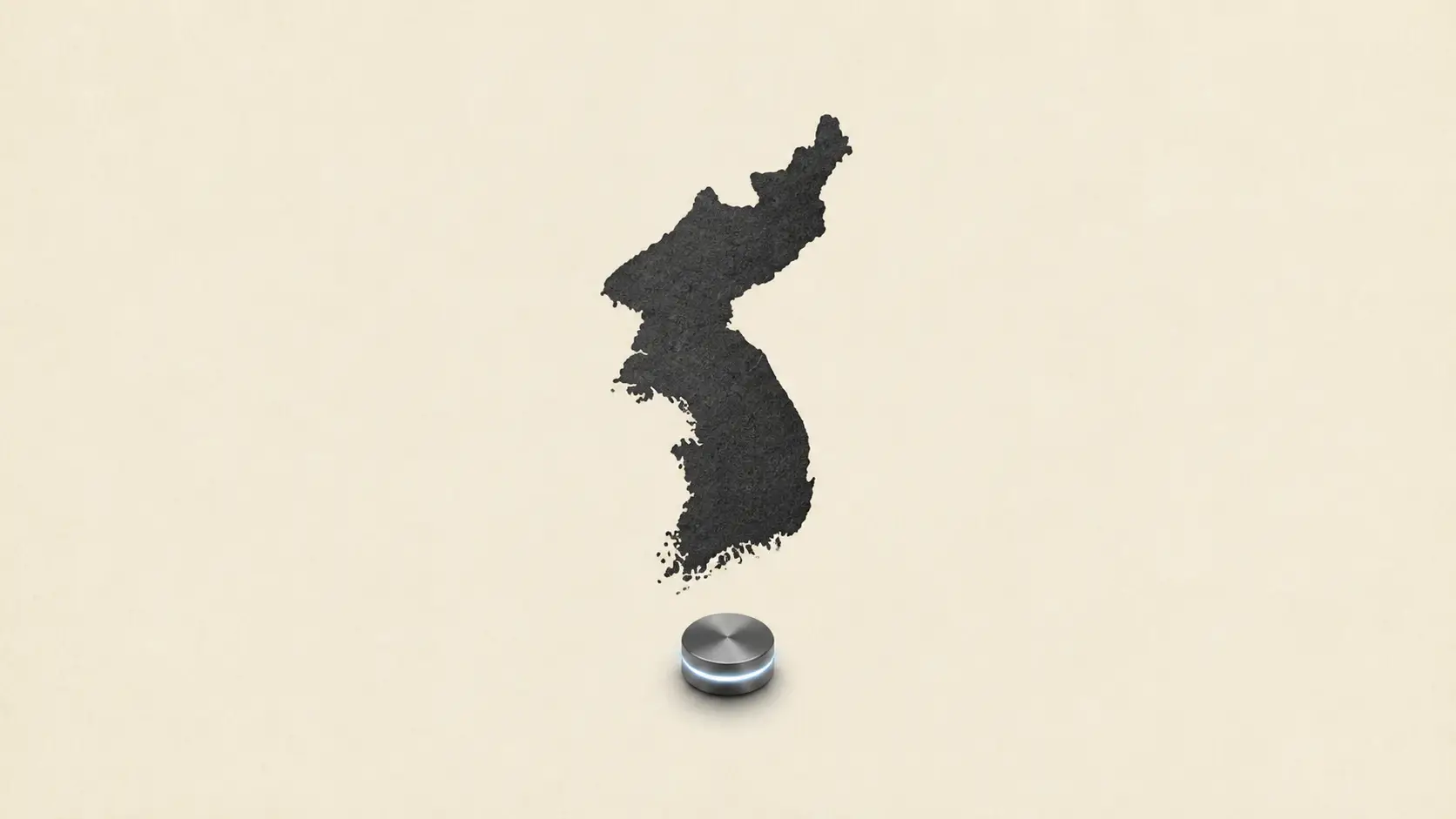 A small sealed nuclear option glows beneath a spare outline of South Korea.